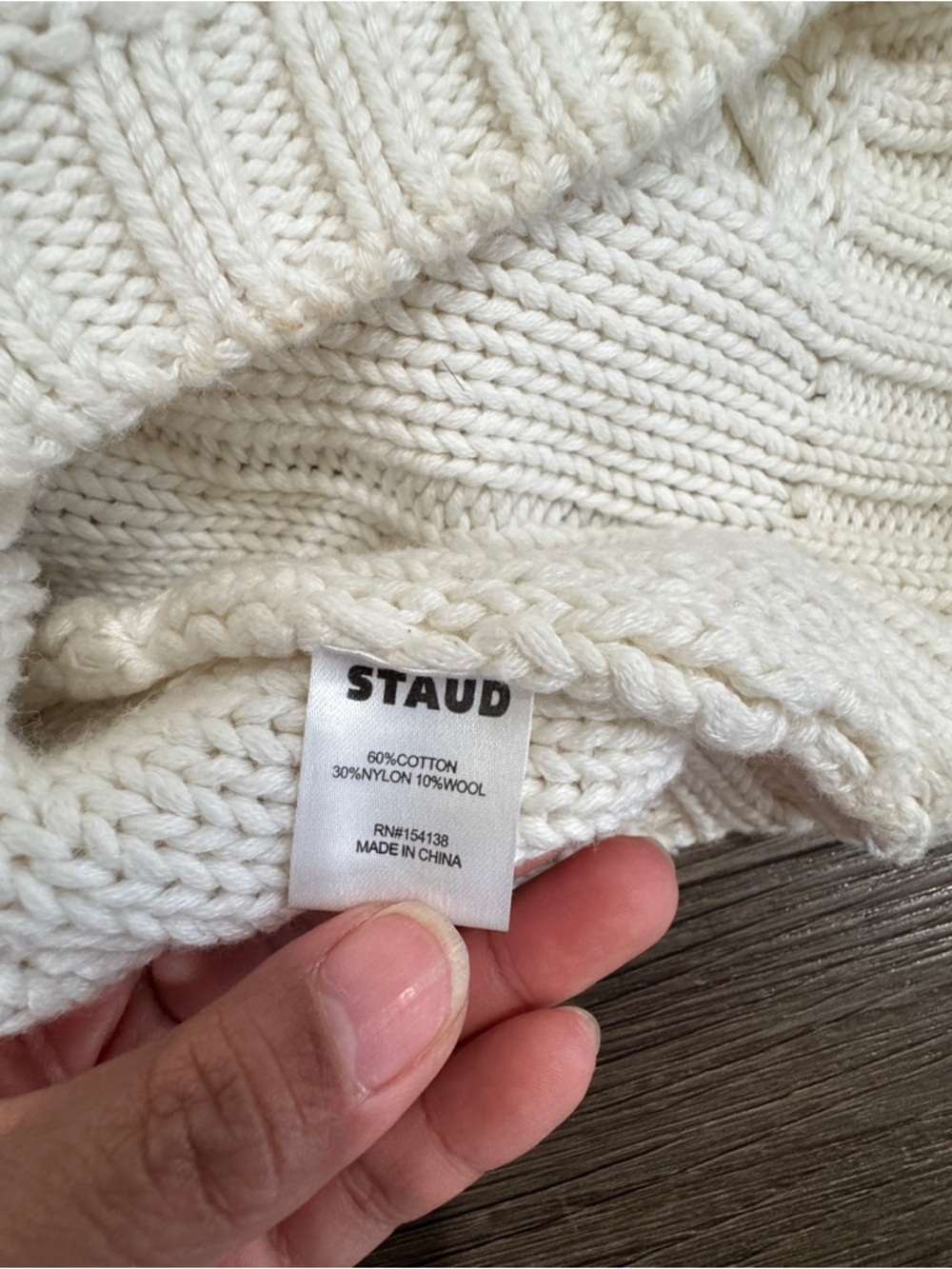STAUD Cream Cable Knit Cropped Tank - Picture 5 of 6